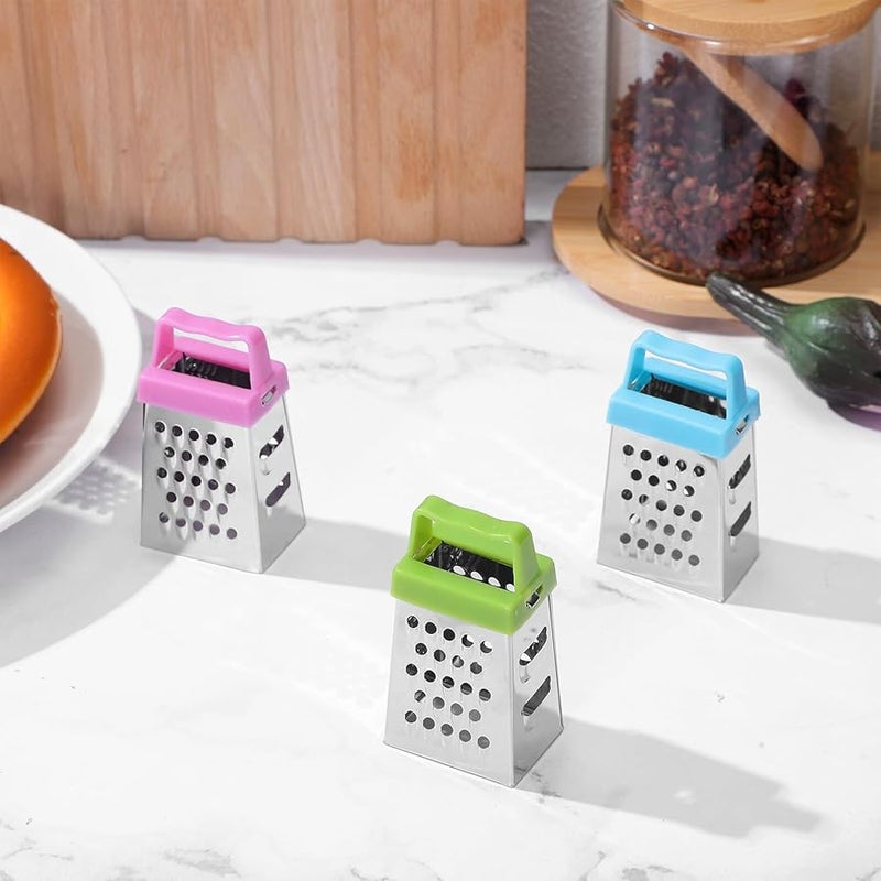 Multifunctional Mini Stainless Steel Cheese Grater Vegetable Slicer Set 6PCS Blue Green Red - Image 5